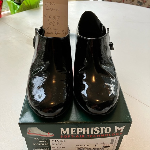 Mephisto Black Patent leather Ankle Boots Sz.5 - Picture 2 of 7